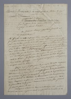 Manuscript written by Marshal Jourdan, announcement made to General Ernouf (27 Messidor, Year XII)