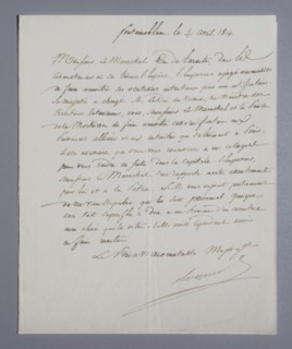 Marshal Berthier's letter to Marshal of Tarente concerning Napoleon's abdication