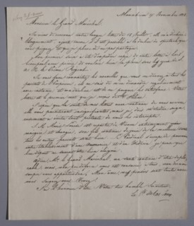 Autograph letter written by Las Cases to Grand Marshal Bertrand (1818)