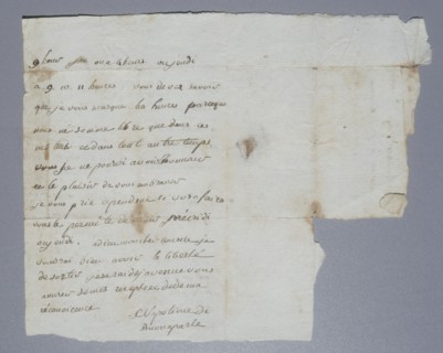 Lettre autographe signée de Napoléon Bonaparte à l'âge de 14 ans (1794)