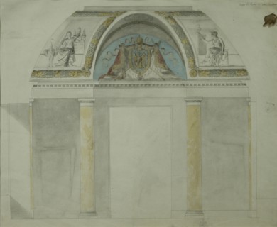 Percier, Fontaine et Gérard, Etude pour la salle du trône de Napoléon aux Tuileries