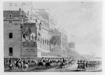 Le Livre du Sacre par Percier et Fontaine : distribution des aigles au Champ de Mars.