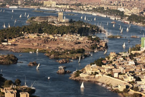 Le Nil dans la région d'Assouan, vue aérienne