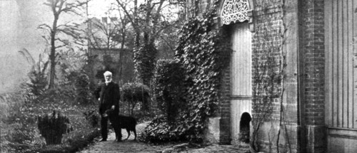 Novelist Jules Verne and his dog Follet