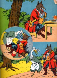Fable. "Le loup et la cigogne"