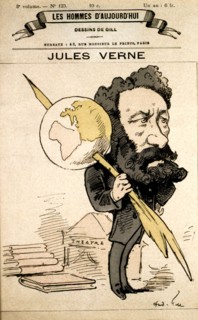 Caricature of French novelist Jules Verne