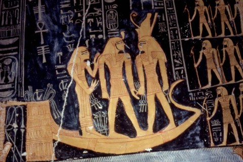 Tomb of Ramses VI. A barge with a child on the prow