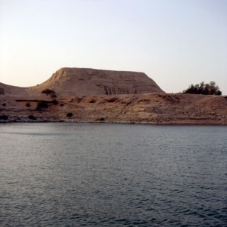 Abu Simbel, small temple. Façade seen from the lake
