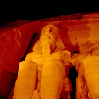 Abu Simbel, Large temple of Ramses II. Seated colossus from the façade, south side
