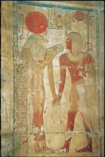 Abydos, Sekhmet, déesse à tête de lionne couronnée d'un soleil