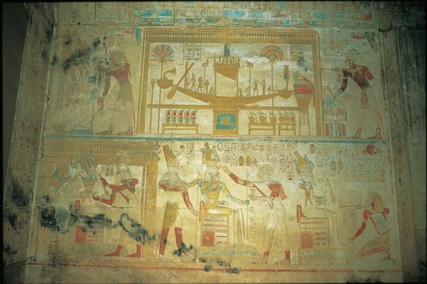 Abydos, Scène où le pharaon vénère Osiris