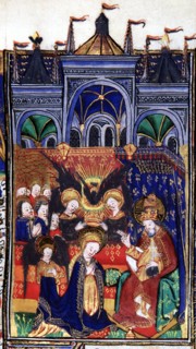Manuscrit des Heures de Rohan-Montauban : le couronnement de la Vierge