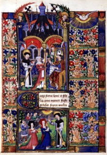Manuscrit des Heures de Rohan-Montauban : Grande composition à deux scènes sur la vie de saint Fiacre