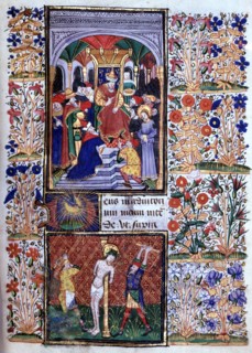 Manuscrit des Heures de Rohan-Montauban : le christ devant Ponce-Pilate et la Flagellation