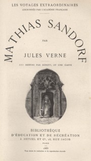 Jules Verne, "Mathias Sandorf", page de garde
