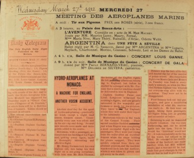 Travel diaries of an English family in Monte Carlo in 1912