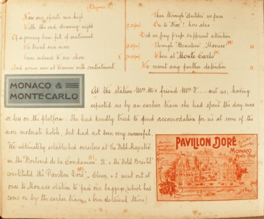Travel diaries of an English family in Monte Carlo in 1912