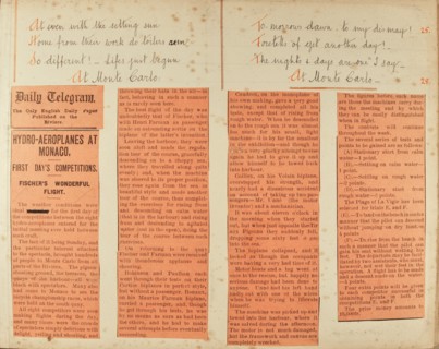 Travel diaries of an English family in Monte Carlo in 1912