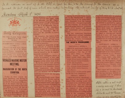 Travel diaries of an English family in Monte Carlo in 1912