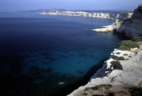 Vue des environs du sémaphore de Pertusato sur la côte Accore et Bonifacio