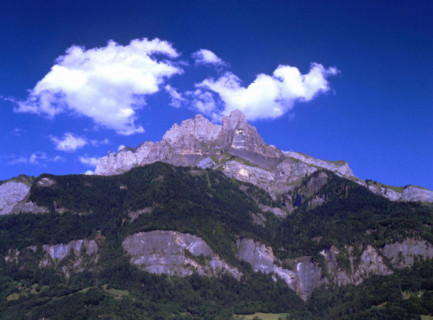 Vue de Sallanches en direction des Aiguilles de Varan