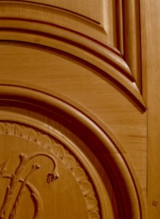 Siège de la Banque de France, rue de la Banque, Paris 1er / Détail de porte en bois sculptée /
