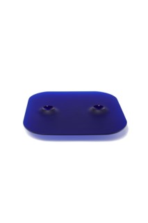 Vizner, Square Blue Plate with Two Holes (with drawing)