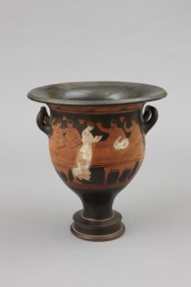 Cratère en cloche à figures noires peint d'une scène de symposium