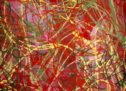 Painted canvas tarp. Abstract painting