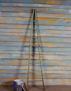 Painted canvas tarp. Painted wall panellings