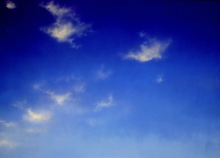 Cloudy sky. Painted canvas tarp