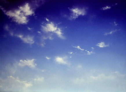 Cloudy sky. Painted canvas tarp