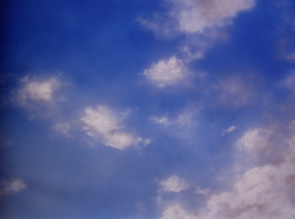 Cloudy sky. Painted canvas tarp