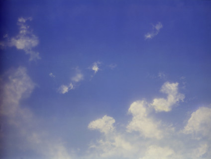 Cloudy sky. Painted canvas tarp