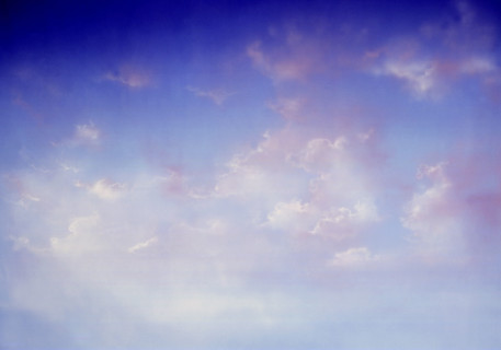 Cloudy sky. Painted canvas tarp