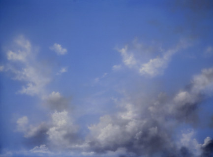 Cloudy sky. Painted canvas tarp