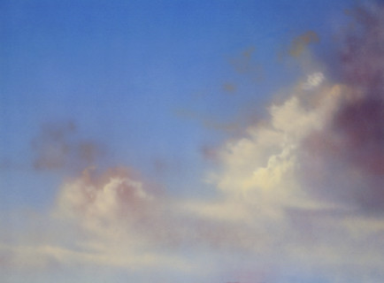 Cloudy sky. Painted canvas tarp