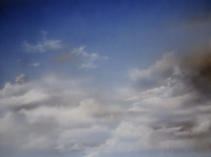 Cloudy sky. Painted canvas tarp