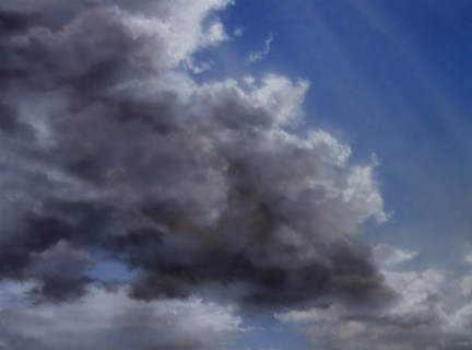 Cloudy sky. Painted canvas tarp
