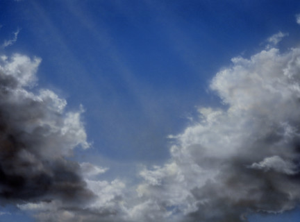 Cloudy sky. Painted canvas tarp
