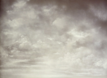 Cloudy sky. Painted canvas tarp