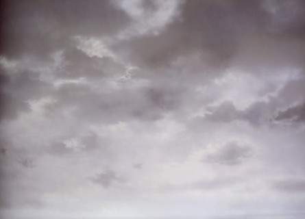 Cloudy sky. Painted canvas tarp