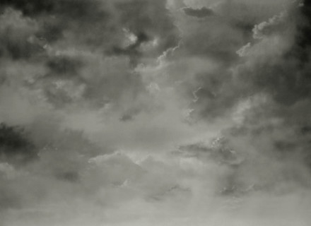 Cloudy sky. Painted canvas tarp