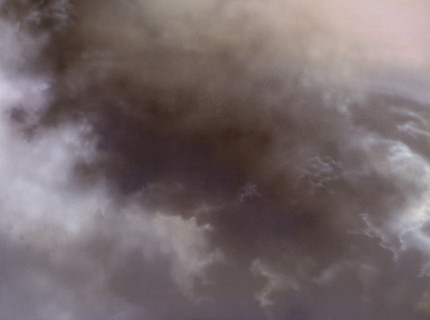 Cloudy sky. Painted canvas tarp