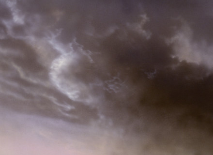 Cloudy sky. Painted canvas tarp