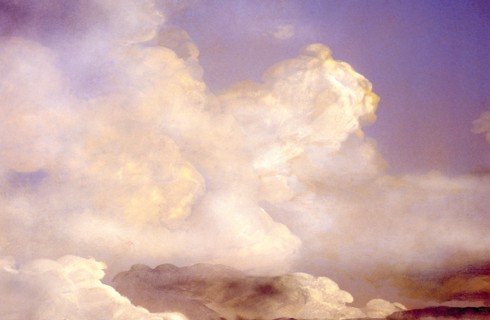 Sky and clouds. Painted canvas tarp