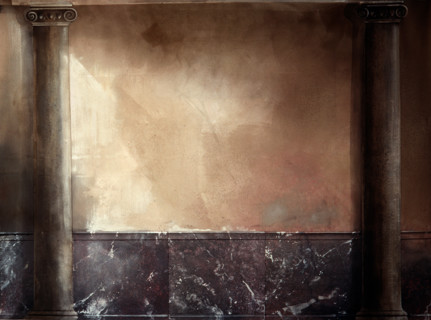 Fresco. Painted canvas tarp with trompe l'oeil effects