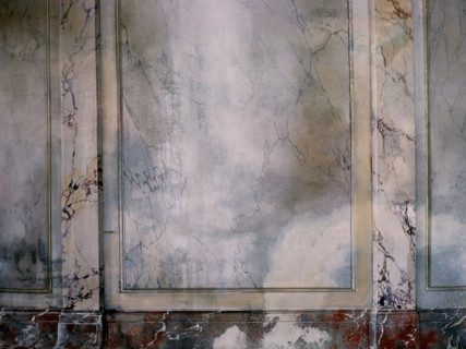 Fresque. Bâche peinte en trompe l'oeil