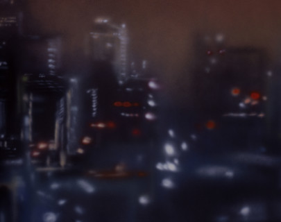 Painted backdrop. Night lights effects