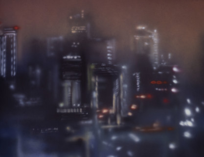 Painted backdrop. Night lights effects